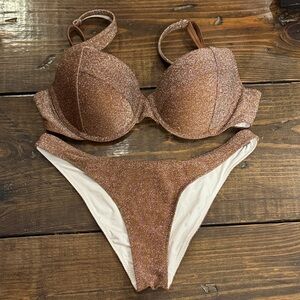 PINK Victoria's Secret Glittery Brown Fabric